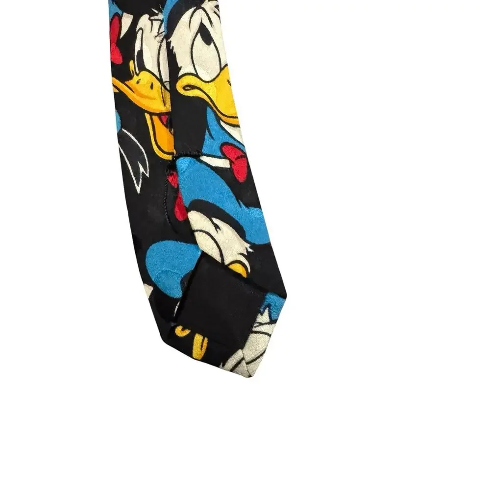 Disney Mickey Inc Donald Duck Faces Cartoon Vintage Novelty Necktie 100% Silk